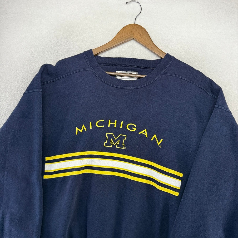 Vintage Michigan Sweatshirt Men's XL Blue Crewneck Made In USA Graphic Spellout